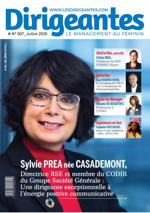 Dirigeantes Mag avec en UNE Sylvie PREA, Directrice RSE et membre du CODIR de Société Générale