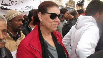  Noura Borsali lors d/u2019une manifestation contre la violence politique. Tunis, le 9 Mars 2013 Omegatak // CC BY-SA