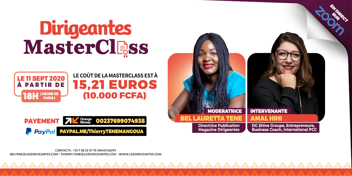 MasterClass live  du Vendredi 11 Septembre avec Amal HIHI, DG Shine Groupe , poids lourd du leadership