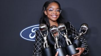   Marsai Martin poses with her trophies at the 51st NAACP Image Awards in February. Getty Images for BET 