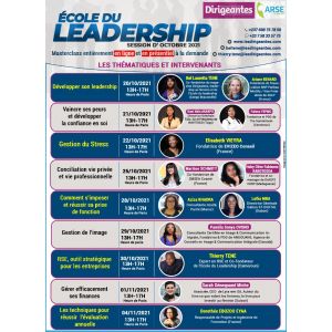 ECOLE DU LEADERSHIP: SESSION DU MOIS D'OCTOBRE 2021