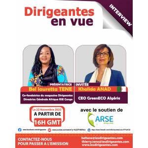 INTERVIEW : Khalida ANAD, CEO GreenECo Algérie sera reçue ce Mardi 22 Novembre 2022 à l’émission Dirigeantes en vue 