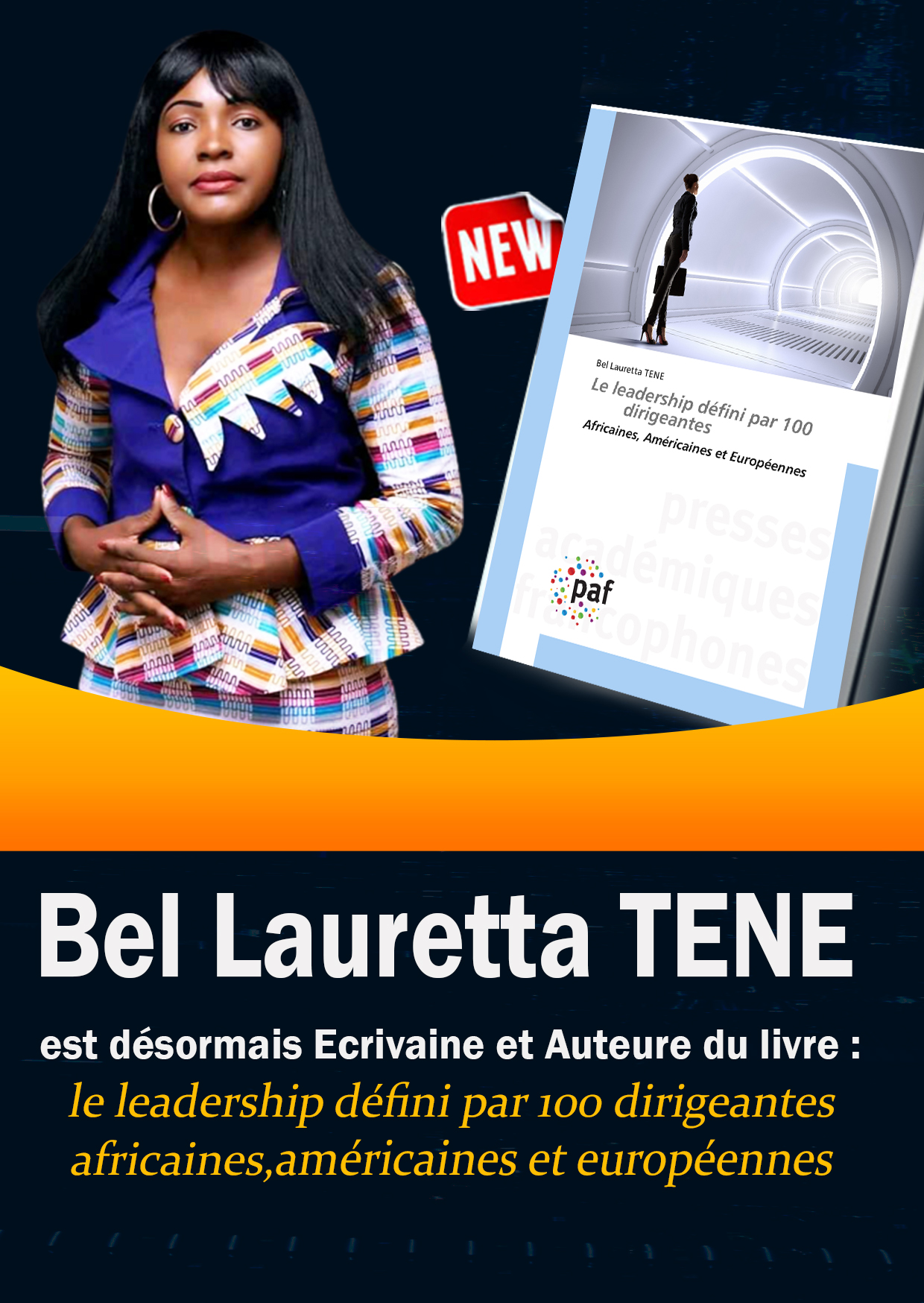  Bel Lauretta TENE, désormais Ecrivaine et Auteure du livre 