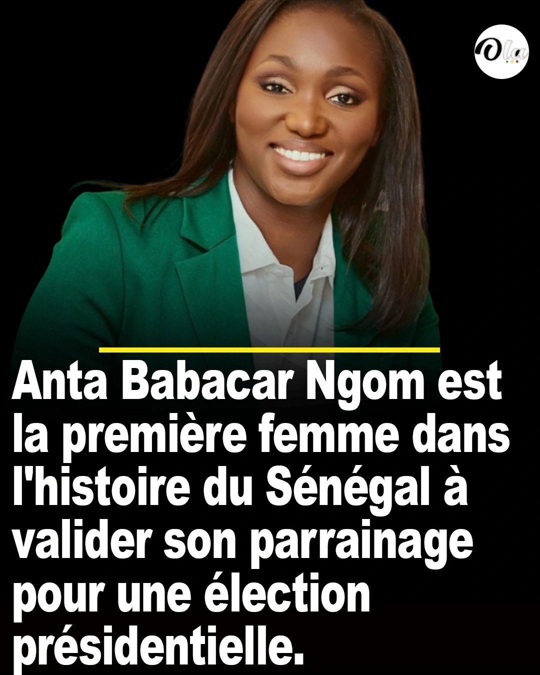 Anta Babacar Ngom, première femme dans l'histoire du Sénégal à valider son parrainage pour une élection présidentielle.