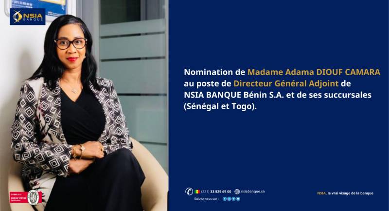  L’ancienne Directrice de NSIA Banque Sénégal Adama Diouf CAMARA, nommée Directrice Générale de NSIA Banque Bénin.