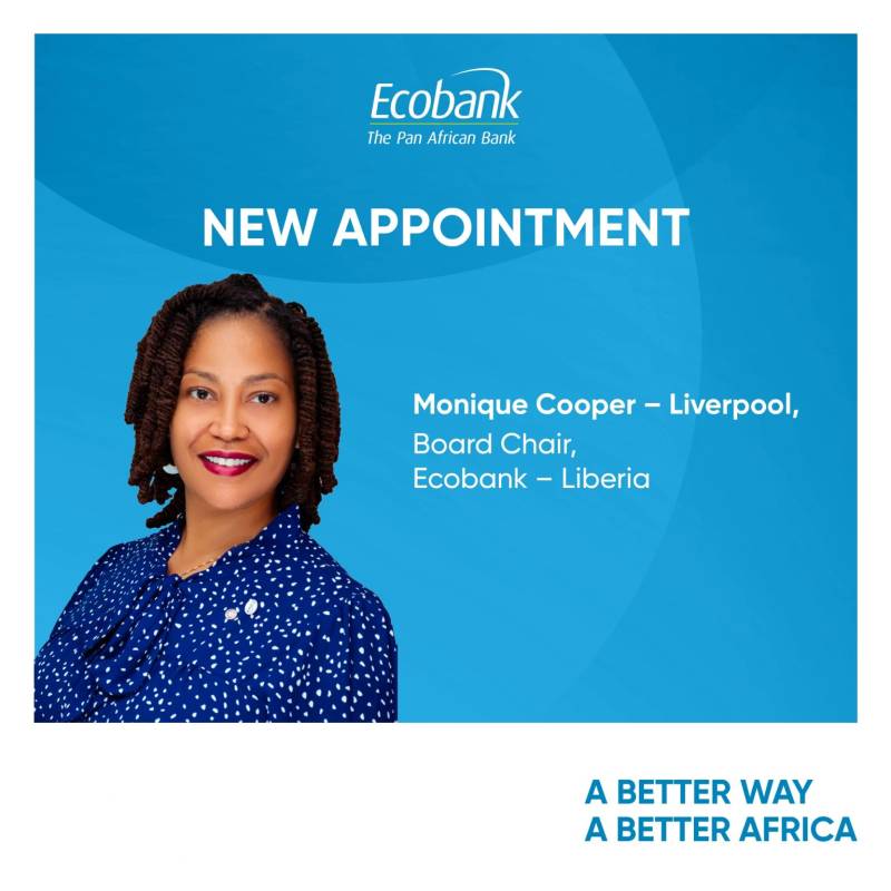 Monique Cooper-Liverpool nommée Présidente du Conseil d’Administration d'Ecobank Liberia