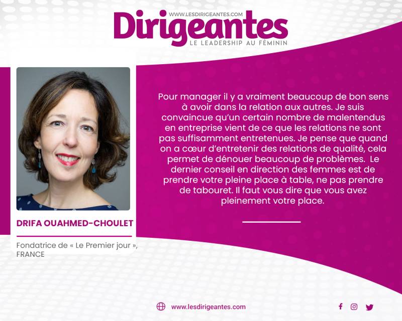 Drifa OUAHMED-CHOULET, Fondatrice de « Le Premier jour », FRANCE