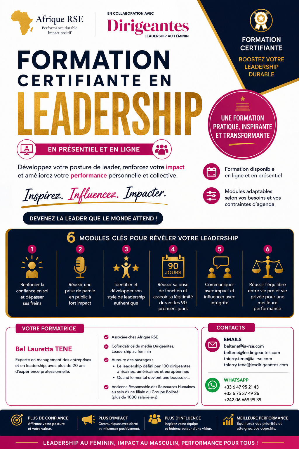  FORMATION CERTIFIANTE EN LEADERSHIP EN PRESENTIEL ET EN LIGNE 