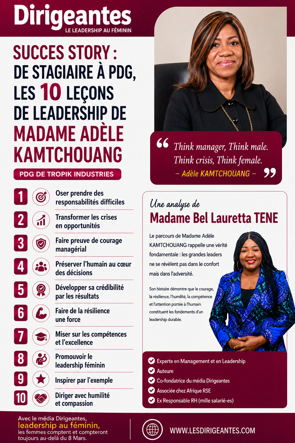 SUCCES STORY : DE STAGIAIRE À PDG, LES 10 LEÇONS DE LEADERSHIP DE MADAME ADÈLE KAMTCHOUANG