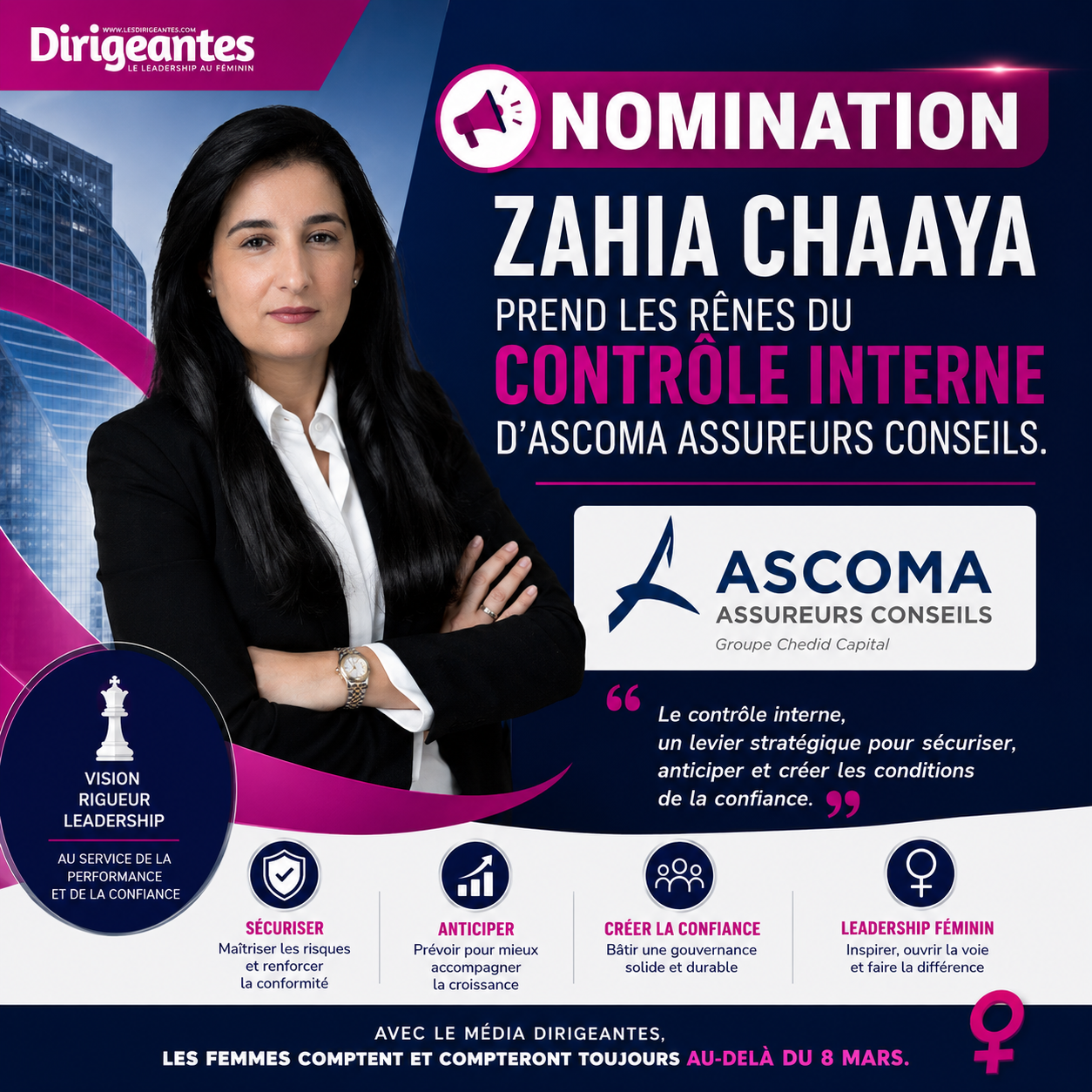 NOMINATION : ZAHIA CHAAYA PREND LES RÊNES DU CONTRÔLE INTERNE D’ASCOMA ASSUREURS CONSEILS