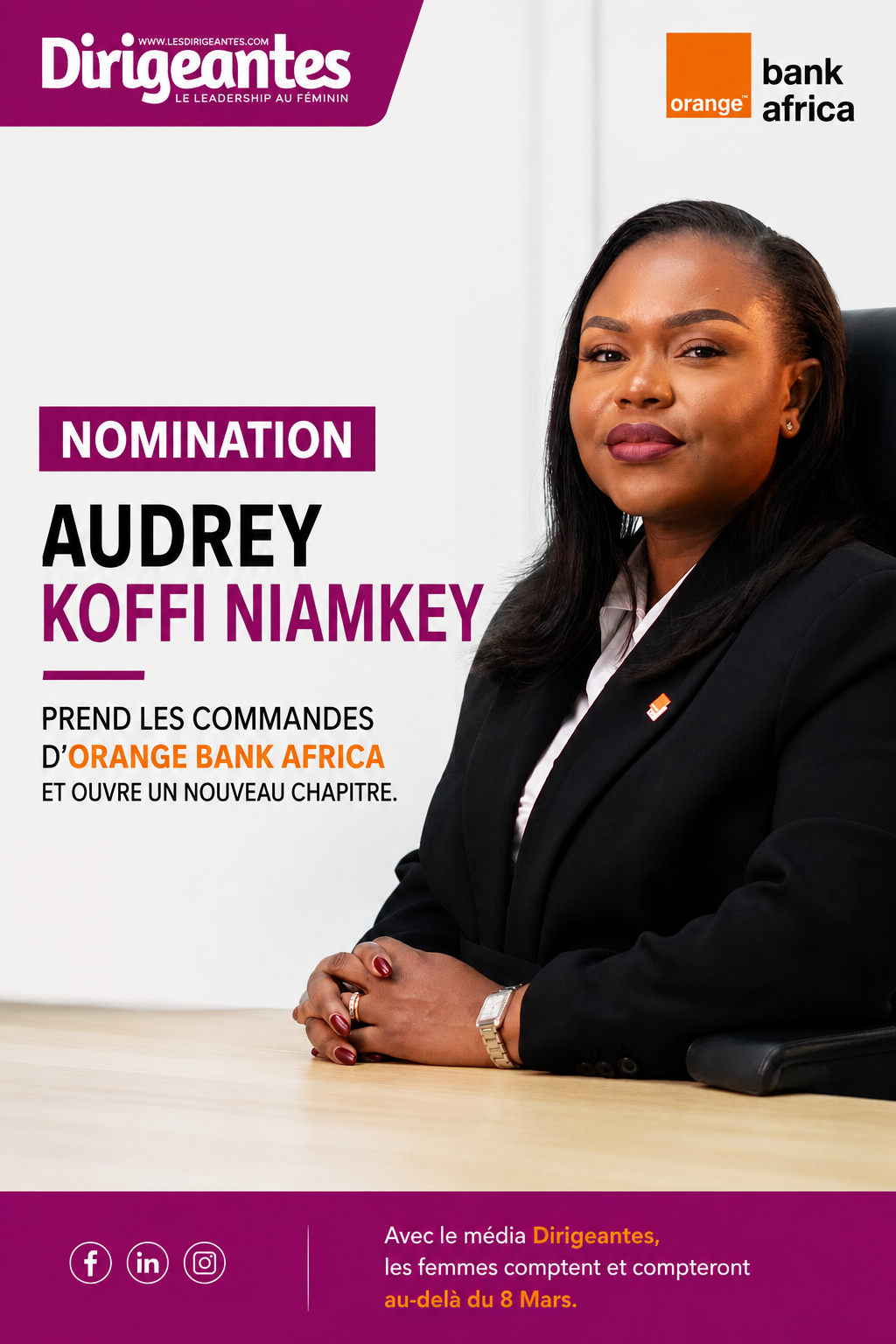 NOMINATION : AUDREY KOFFI NIAMKEY PREND LES COMMANDES D’ORANGE BANK AFRICA ET OUVRE UN NOUVEAU CHAPITRE