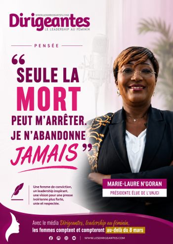 Marie-Laure N'GORAN, Présidente élue de l'Union Nationale des Journalistes de Côte d'Ivoire (UNJCI).