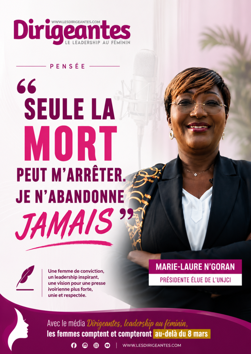 Marie-Laure N'GORAN, Présidente élue de l'Union Nationale des Journalistes de Côte d'Ivoire (UNJCI).