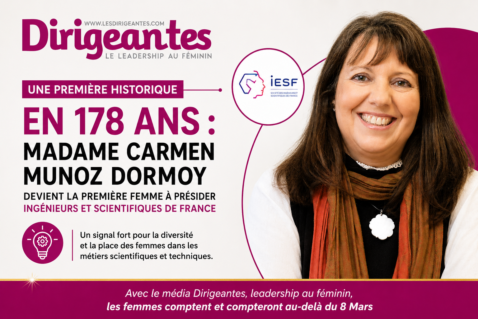 Une première historique en 178 ans : Madame Carmen MUNOZ DORMOY devient la première femme à présider Ingénieurs et Scientifiques de France