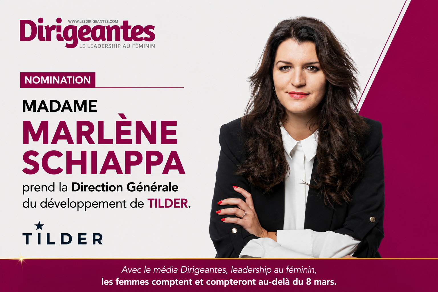 NOMINATION : Madame Marlène SCHIAPPA prend la Direction Générale du développement de Tilder