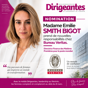 NOMINATION : Madame Emilie  SMITH BIGOT prend de nouvelles responsabilités chez Bureau Veritas