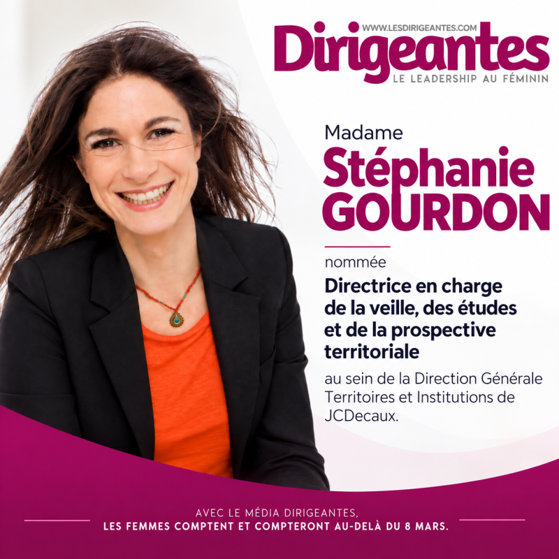 Madame Stéphanie GOURDON nommée Directrice en charge de la veille, des études et de la prospective territoriale chez JCDecaux
