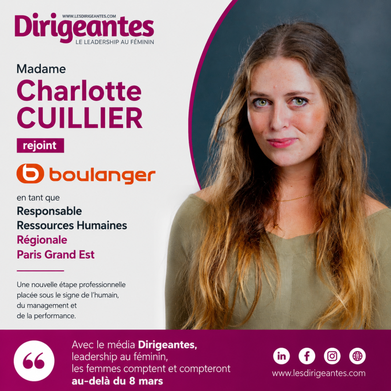 Madame Charlotte CUILLIER rejoint Boulanger comme Responsable Ressources Humaines Régionale Paris Grand Est